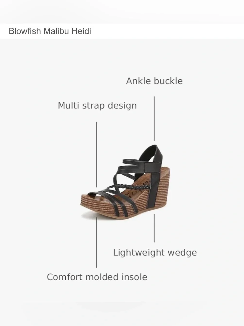 Blowfish Malibu Heidi Wood Platform MultiStrap Wedge Sandals | Women’s Size 6
